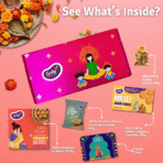 Snacks & Sweets Gift Hamper Sathu Badam Laddo 250 gms, Dry Fruit Jaggery Cookies 86 gms, White Sesame Seeds Chutney Powder 50 gms, Mixed Dry Fruits Pouch 50 gms & Greeting Card (Diwali Hamper) - Image 2