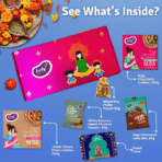 Snacks & Sweets Gift Hamper Jowar Chocochip Laddo 250gms, Ragi Chocolate Laddoo 250 gms, Almond Choco Cake Mix 60gms, White Sesame Chutney Powder 50 gms, Mixed Dry Fruits Pouch 50 gms & Greeting Card (Diwali Gift Hamper) - Image 2