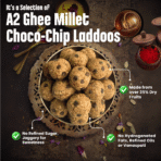 Snacks & Sweets Gift Hamper Jowar Chocochip Laddo 250gms, Ragi Chocolate Laddoo 250 gms, Almond Choco Cake Mix 60gms, White Sesame Chutney Powder 50 gms, Mixed Dry Fruits Pouch 50 gms & Greeting Card (Diwali Gift Hamper) - Image 3