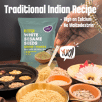 Snacks & Sweets Gift Hamper Jowar Chocochip Laddo 250gms, Ragi Chocolate Laddoo 250 gms, Almond Choco Cake Mix 60gms, White Sesame Chutney Powder 50 gms, Mixed Dry Fruits Pouch 50 gms & Greeting Card (Diwali Gift Hamper) - Image 4