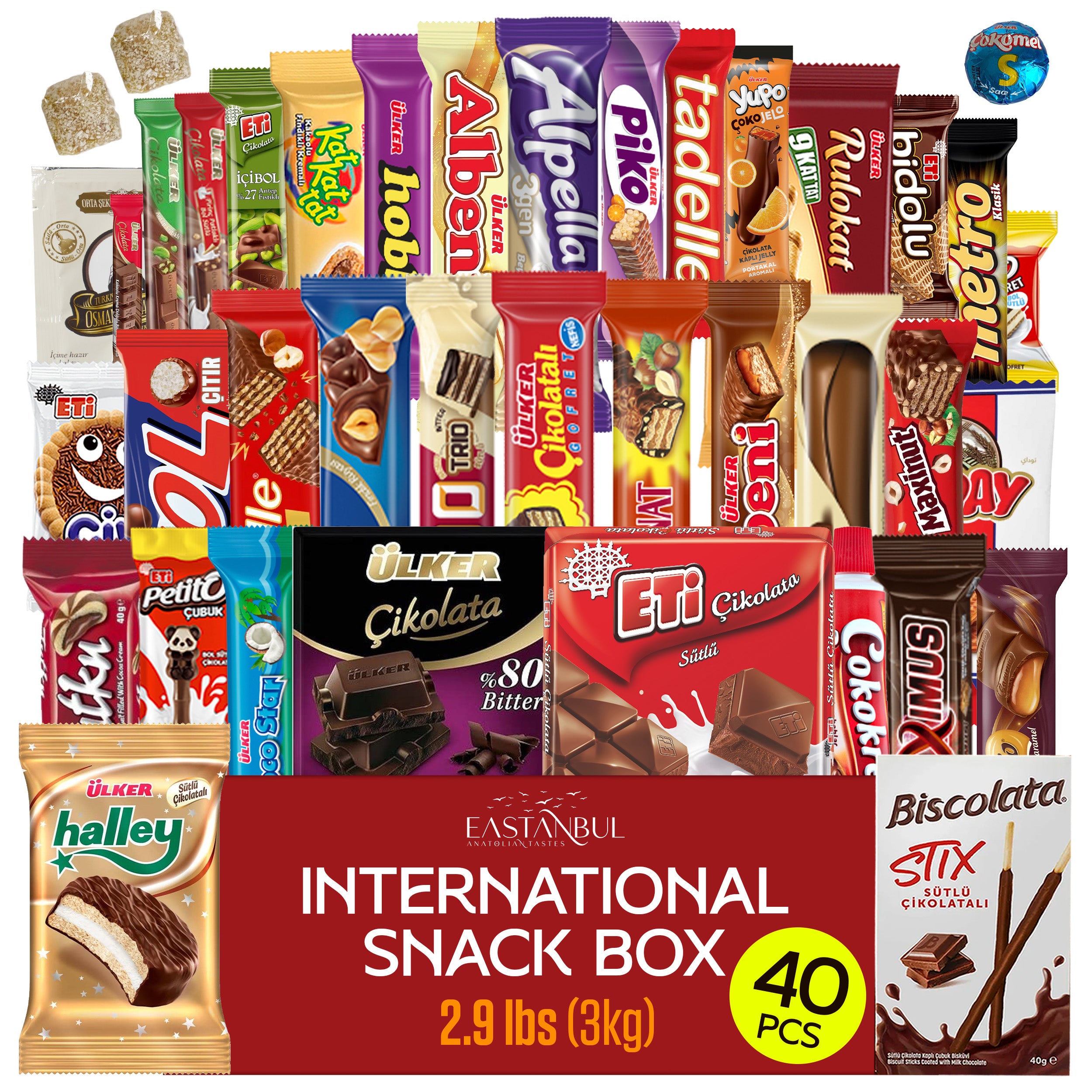 61119.EA-SB-L-ChocoBliss-infographic-01.jpg Eastanbul International Snack Box,40 Chocolate Assortment Bars,Exotic Candy - Image 1