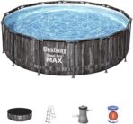 Bestway Steel Pro Max, Above Ground Swimming Pool with Filter, Rattan Print, 14ft