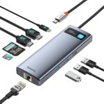 Baseus Laptop Docking Station Dual Monitor, 9 in 1 USB C HUB with 1000Mbps, 2 HDMI 4K, 100W PD, SD/TF Card Reader, 3 USB, USB C Multiport Adapter for MacBook/Dell/HP/Surface/Lenovo