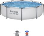 Bestway MAX Steel Pro Round Frame Swimming Pool with Filter Pump, Grey, 10 ft, Multicolour - Image 2