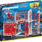 Playmobil 9462 City Action Fire Station with Fire Alarm, fire fighter and helicopter toy, fun imaginative role play, playset suitable for children ages 4+