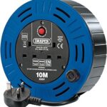 Draper 02126 Twin Socket Cassette Cable Reel Extension Lead with Winding Handle , Blue