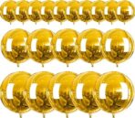 PartyWoo Metallic Gold Foil Balloons 20pcs Different Sizes Pack of 22 15 10 Inch Large Round Foil 4D Inflatable Mirror Ball Mylar Balloons for Graduation Birthday Baby Shower Party Decorations