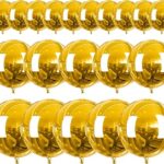 PartyWoo Metallic Gold Foil Balloons 20pcs Different Sizes Pack of 22 15 10 Inch Large Round Foil 4D Inflatable Mirror Ball Mylar Balloons for Graduation Birthday Baby Shower Party Decorations
