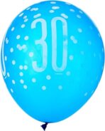 Vibrant 30th Glitz Latex Balloons in Light Blue, Royal Blue, & White (30cm) - Perfect for Parties, Celebrations & Events - 6ct - Image 3