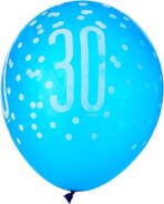 Vibrant 30th Glitz Latex Balloons in Light Blue, Royal Blue, & White (30cm) - Perfect for Parties, Celebrations & Events - 6ct - Image 4