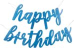 Blue Glitz Happy Birthday Script Prismatic Foil Jointed Banner (83cm) - Perfect Party Decor for Birthday, & Celebrations - 2 Pc - Image 6