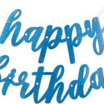 Blue Glitz Happy Birthday Script Prismatic Foil Jointed Banner (83cm) - Perfect Party Decor for Birthday, & Celebrations - 2 Pc
