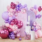 PartyWoo Pink and Purple Balloon Arch Kit Garland 140pcs Different Sizes of 18 12 10 5 Inch Metallic Baby Pink Hot Pink Chrome Light Purple Gold Confetti Balloons Birthday Party Decorations - Image 5