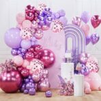 PartyWoo Pink and Purple Balloon Arch Kit Garland 140pcs Different Sizes of 18 12 10 5 Inch Metallic Baby Pink Hot Pink Chrome Light Purple Gold Confetti Balloons Birthday Party Decorations - Image 2