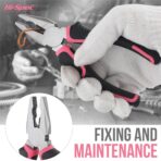 13pc Pink Compact DIY Hand Tool Kit Set for Household and Office Repairs. In a Portable Box Case - Image 5