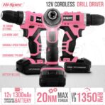 30pc Pink 12V Cordless Power Drill Driver and Home DIY Tool Kit Set. Complete in a Portable Carry Case - Image 6