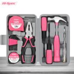 13pc Pink Compact DIY Hand Tool Kit Set for Household and Office Repairs. In a Portable Box Case - Image 2