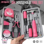 13pc Pink Compact DIY Hand Tool Kit Set for Household and Office Repairs. In a Portable Box Case - Image 7