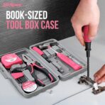 13pc Pink Compact DIY Hand Tool Kit Set for Household and Office Repairs. In a Portable Box Case - Image 4