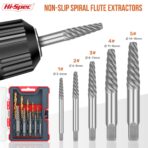 Set di 10 estrattori per viti danneggiate al Cr-Mo e punte da trapano HSS per dimensioni da 1#-9mm a 5#-13mm con filettatura grossa - Image 7