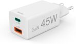 Hama Fast Charger USB (Multiple Charger, USBC, USBA, Mobile Phone Tablet Laptop, Universal Charger, Mains Plug, Quick Charge, Power Delivery/Quick Charge 3.0, GaN Charger, 45 W)