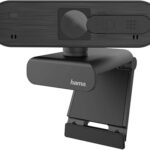Hama Webcam 1080p Full HD with Stereo Microphone (PC Webcam with Auto Focus and Intelligent Exposure for Home Office and Gaming, 360 Degree Swivel, with Camera Cover, 1/4 Inch Thread for Tripods)