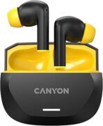 CANYON HEXAGON 7 Bluetooth Kopfhörer - Kabellose In-Ear Kopfhörer Bluetooth 5.4, ANC+ENC Noise Cancelling, USB-C, 4 Mikrofone, 27h Akku, Kabellose Ladefunktion TWS7, Schwarz/Gelb
