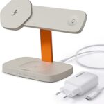 Canyon 3-in-1 Hexagon WCS310 Wireless Charger, Charging Station for Apple Watch and iPhone - Wireless Charger Compatible with iPhone 16 15 14 13 12 Series, Travel Charging Station with 20 W Adapter