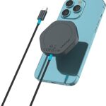 CANYON Hexagon 110 Wireless Charger - 15W Qi2 Inductive Charging Station, USB-C, Non-Slip, Aluminium/Silicone, Compatible with iPhone 16/15/14/13/12 & Qi-Enabled Devices, Unique Design
