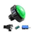 60mm Taste Konvexen Großen Kreis Mit Licht Pattle Maschine Schalter Reset 1Pcs(Green-1) - Image 3
